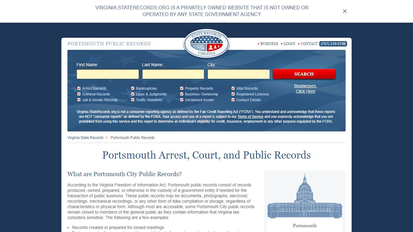 Portsmouth Arrest and Public Records | Virginia.StateRecords.org